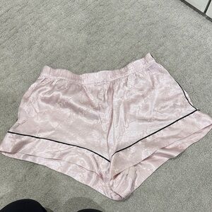 Victoria's Secret Blush Satin Shorts with Dark Trim